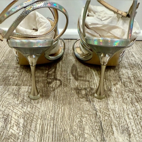 MACH & MACH Camille Silver Strap Heels with Diamanté Bows NWOT - Picture 5 of 13